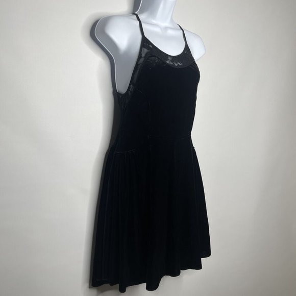 Free People Intimately Nightshade Black Velvet Lace High Low Mini Dress - Picture 3 of 8